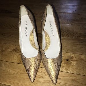 Gold snake print heels